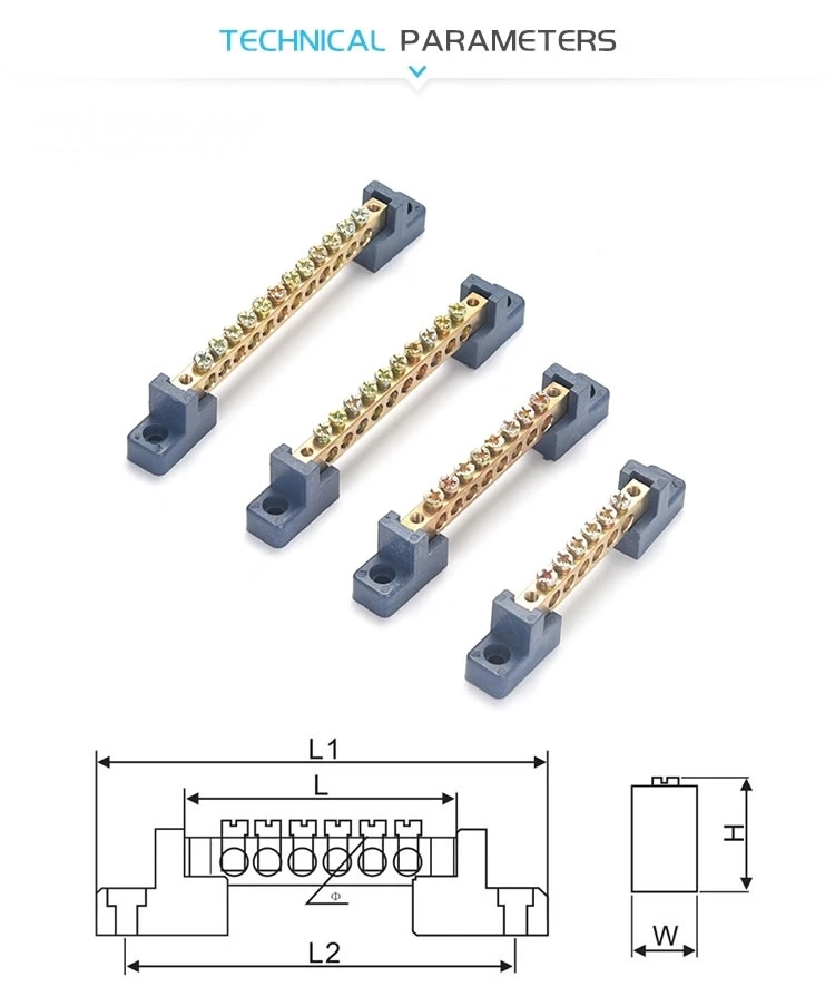 Brass Conductor Screw Busbar Terminal Block with Holder