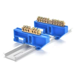 DIN Rail Mounted Neutral Busbar Terminal Block Blue