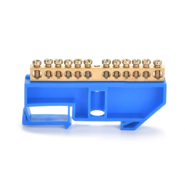 DIN Rail Mounted Neutral Busbar Terminal Block Blue