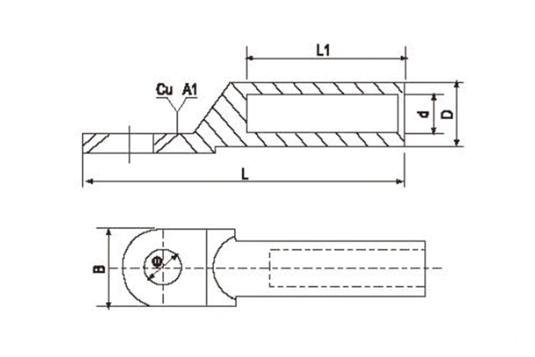 Dtl-1 Copper Aluminium Connector Terminals Bimetallic Lug Terminals