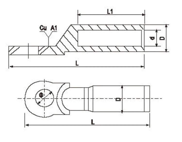 Dtl-2 Copper-Aluminium Cable Lug Bimetallic Cable Terminal