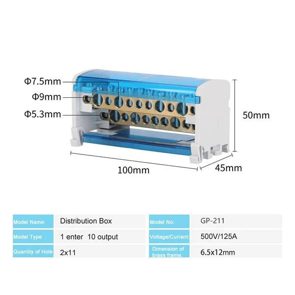 GP 211 Installation 35mm DIN Rail Terminal Block Power Distribution