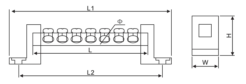 Neutral terminal block brass bar 3ways zero line row