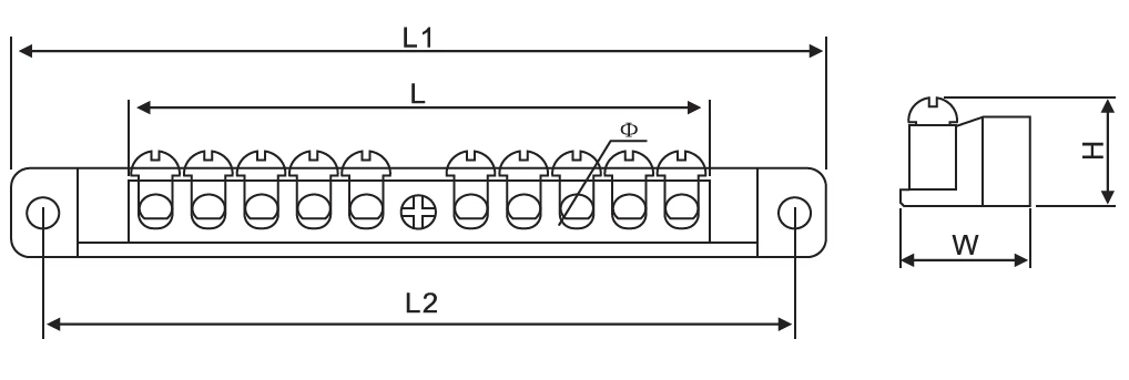 Din Rail Type Terminal Block 6holes