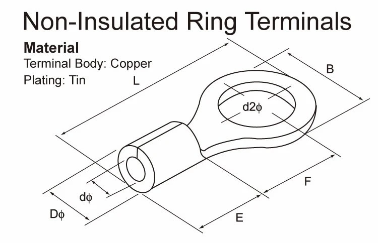 Standard Ce Ring Wire Joint Electrical Bare Non-Insulated Cable Lug Terminals