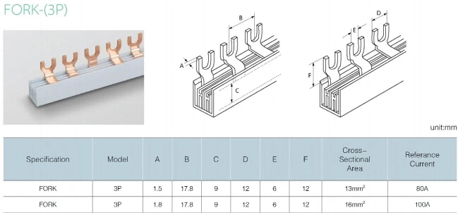 Terminal Block Copper Connector Electric Fork U Type Plastic Busbar