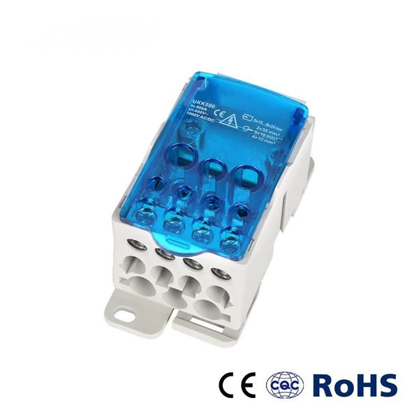 Ukk 500A DIN Rail Electrical Distribution Block Screw Connection