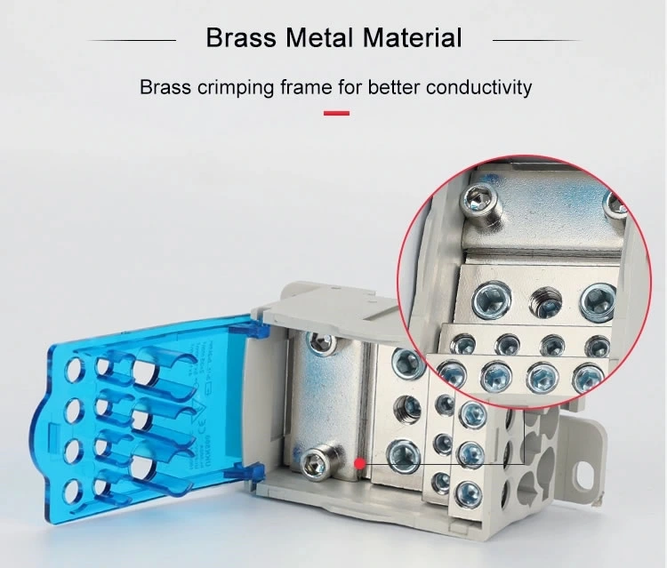 Ukk 500A DIN Rail Electrical Distribution Block Screw Connection