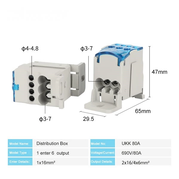 Unipolar Modular Panel Power Screw Cage Distribution Terminal Block