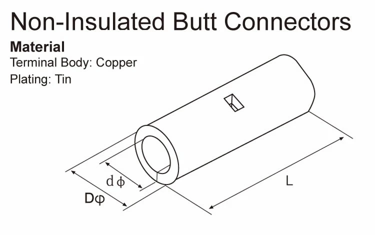 Wholesale Bn Copper Tube Non-Insulated Electrical Naked Butt Connectors